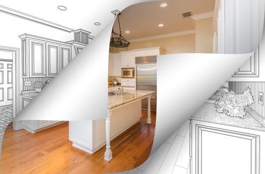 Kitchen Photo Page Corners Flipping with Drawing Behind.