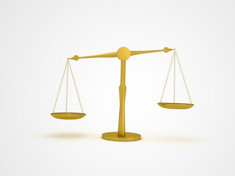 3D rendering of a law scale isolated on a white background.