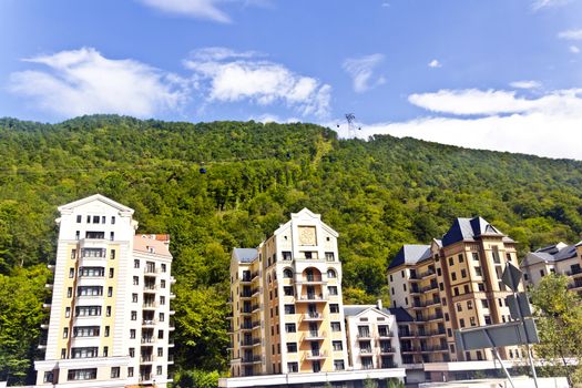 Resort hotel in Russian village of region Sochi Caucasus mountains