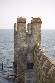 The old fortification located on the Garda's lake in Lazise, Italy