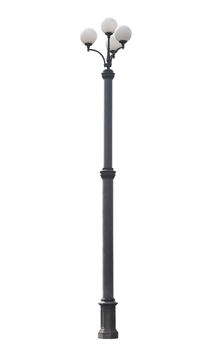 An old street lamppost isolated over white