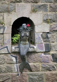Statue of a mermaid, art district in Vilnius, Lithuania