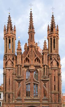 Facade of St. Anna's Church in Vilnius, Lithuania