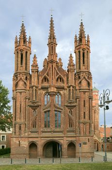 Facade of St. Anna's Church in Vilnius, Lithuania