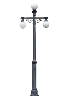 An old street lamppost isolated over white