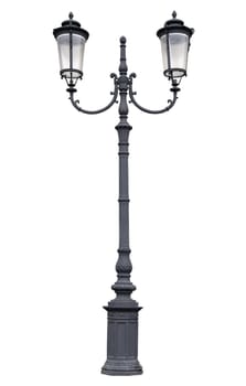 An old street lamppost isolated over white