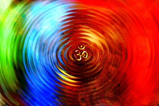 An abstract background with a spiral design of the Om Chakra