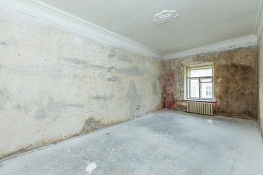 Empty dirty room ready for renovation and design
