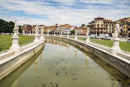 the oval canal arounf the fountain in Prato della Valle in Padua, Italy