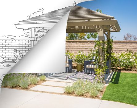 Completed Pergola Photo with Page Flipping to Drawing Behind.