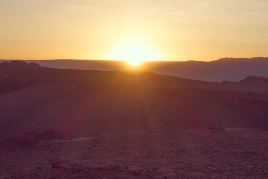 Valle de la Luna landscape at sunset in San Pedro de Atacama, Chile