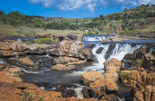 river at the bourkes potholes in south africa near the panoramaroute with big canyon and waterfalls