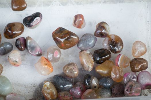 Set of natural mineral gemstones of a certain type