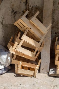 Wooden empty crate box for sale in a market