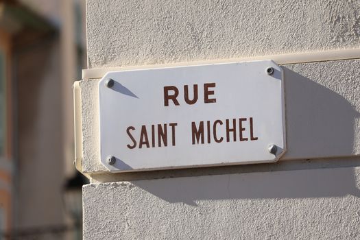 French Street Plate of Rue Saint Michel in Menton, French Riviera