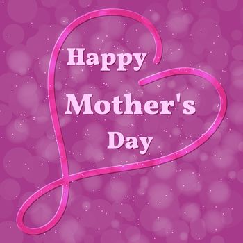 Happy Mothers Day. Heart and name of the holiday on a lilac background with a blur