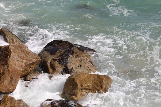 Sea Waves Hitting Rocks in France