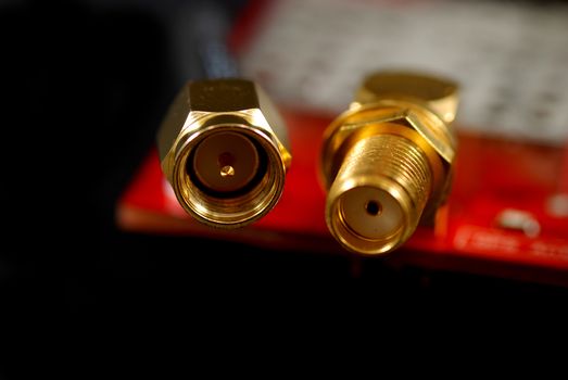 miniature sma connectors for coaxial cable in an electronics board