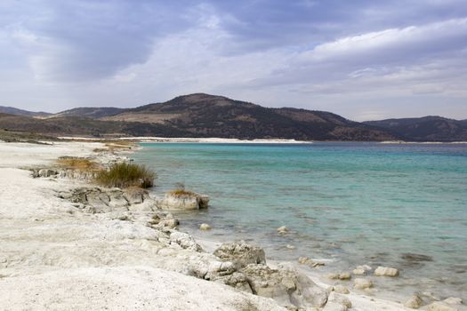 Blue lake and blue sky Salda Lake Antalya Turkey