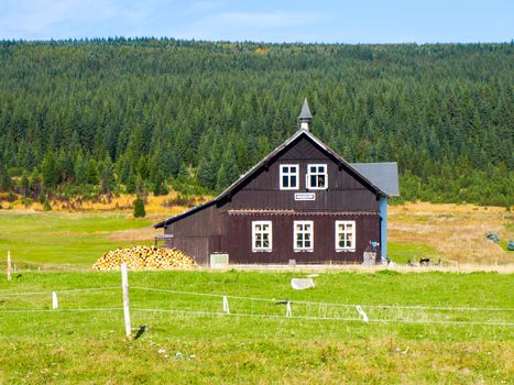 Museum of Jizera Mountains in an old rural wooden cottage, Jizerka village, Czech Republic.