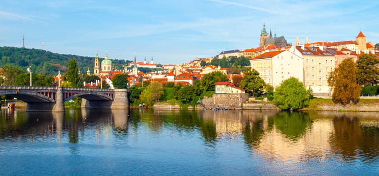 Prague Castle. View from Manes Bridge in Prague, Czech Republic.