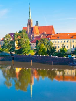 Cathedral Island, Ostrow Tumski, at Odra River. Old Town of Wroclaw, Poland