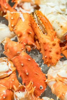 alaskan king crab and seafood on ice
