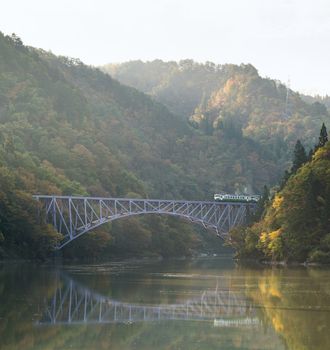 Autumn fall foliage Fukushima First Bridge View Point daiichi kyouryou in Mishima Fukushima Japan