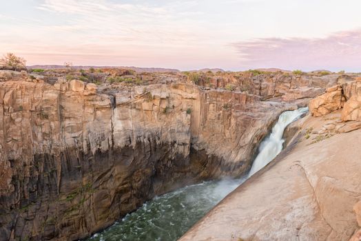 The main Augrabies waterfall at sunset, Northern Cape Province of South Africa