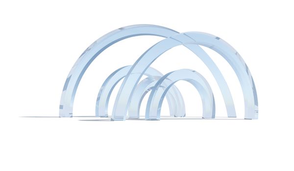 Abstract glass architecture. 3d Rendering on the white background