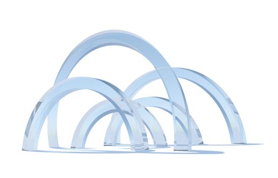 Abstract glass architecture. 3d Rendering on the white background