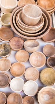 Empty bowls made of wood of brown color