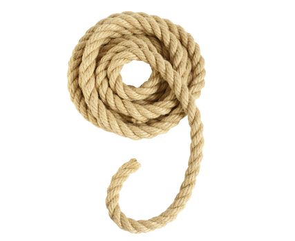 rope made of coarse hemp. are in coils, isolate on white background without shadows. easy to cut for your project.