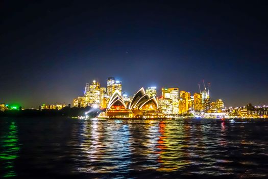 Sydney city and opera house at night, Australia