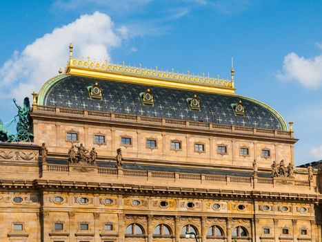 Prague National Theatre - detailed view of golden roof, Czech Republic