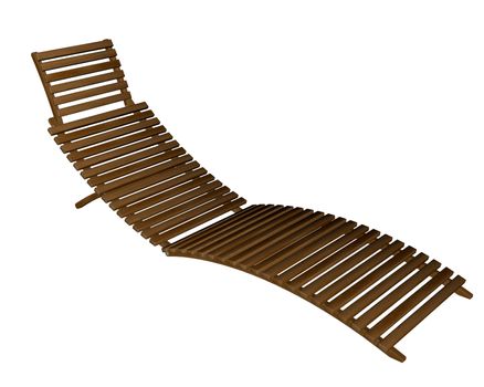 Wooden lounger isolated in white background - 3D render