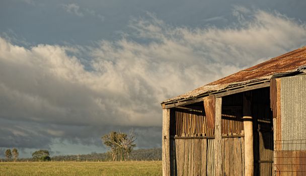 Old abandoned outback farming shed in Queensland