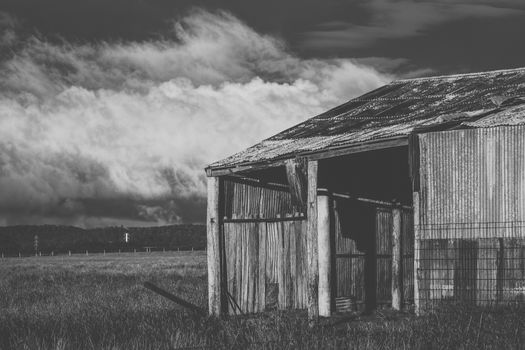 Old abandoned outback farming shed in Queensland