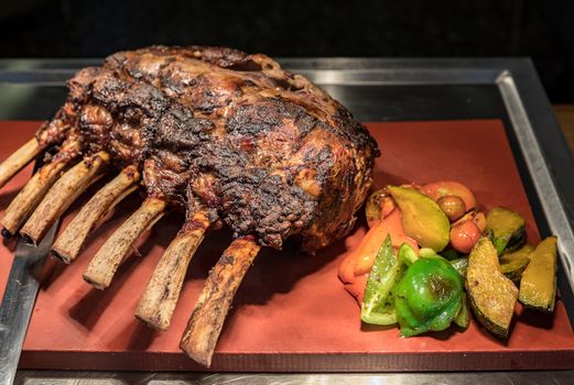 Carving of Wagyu beef roast Prime rib