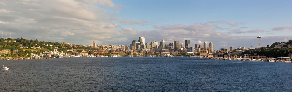 Seattle Washington City Skyline along Lake Union Panorama