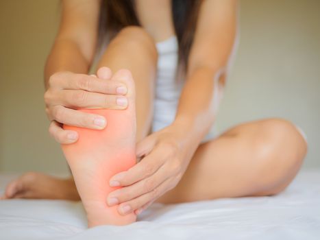 Female foot pain, Health care concept.