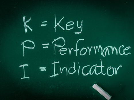 KPI alphabet with the meaning on white table background.