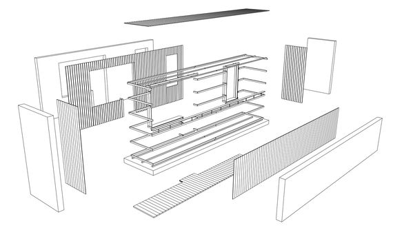 Architect 3d drawing of balcony. Construction industry. 3d illustration