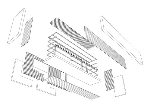 Architect 3d drawing of balcony. Construction industry. 3d illustration