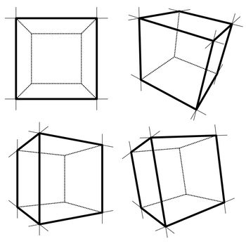 Wireframe Boxes. Sketch style. 3D Illustration on White Background