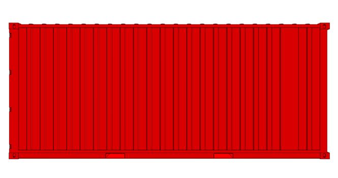 Shipping container isolated on white, 3d illustration