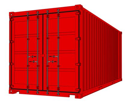 Shipping container isolated on white, 3d illustration