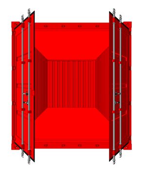 Open cargo container isolated on white background. 3d illustration