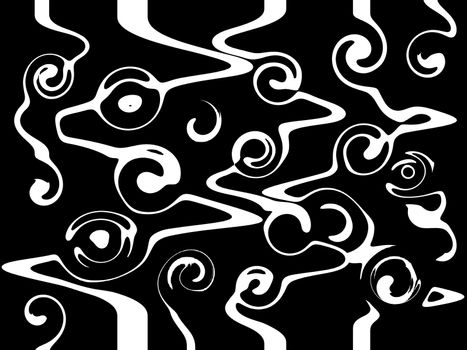 white and black background with abstract shapes