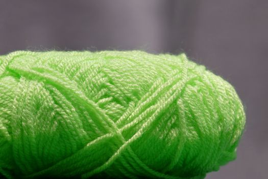 closeup of green wool yarn